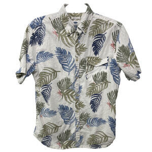 Old Navy Slim Fit Button Shirt Tropical Hawaiian Linen Blend Shirt Men's Sz‎ S